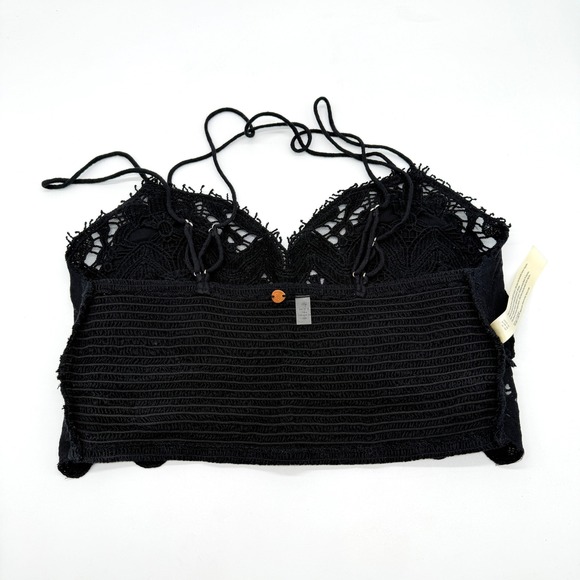 Free People FP One Ilektra Lace Bralette Set of 2 Black White Small Smocked Boho - Picture 15 of 16